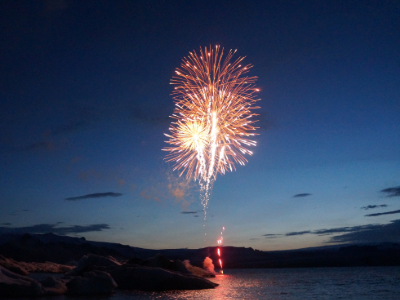 Firework in a dark blue sky