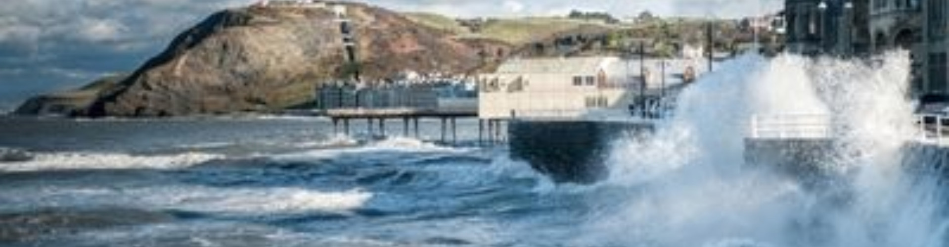 Large waves crashing on the Aberystwyth promenade