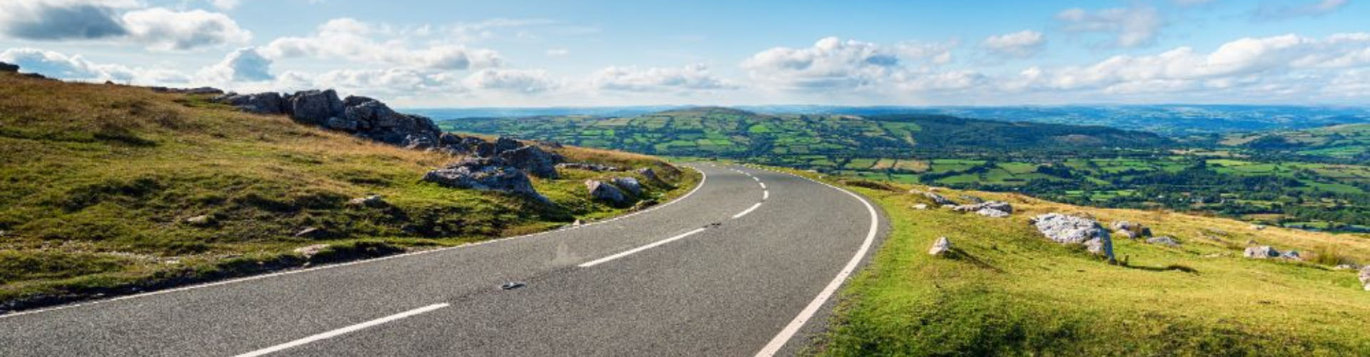 Scenic road around a mountain in Wales, UK
