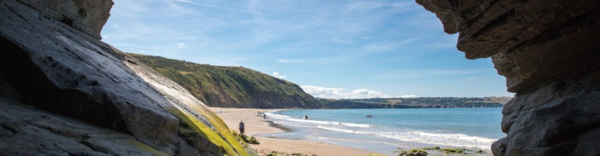 A cave and beach on the Cardigan Bay coastline