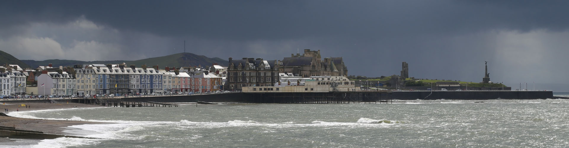 Aberystwyth beach on a dark and gloomy day