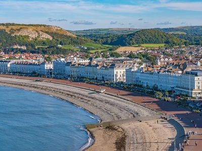 Aerial shot of the Llandudno promenade