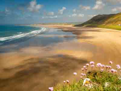 Large sandy beach in Wales