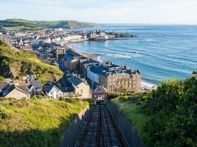 Aberystwyth cliff railway going up the cliff