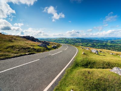 Scenic road around a mountain in Wales, UK