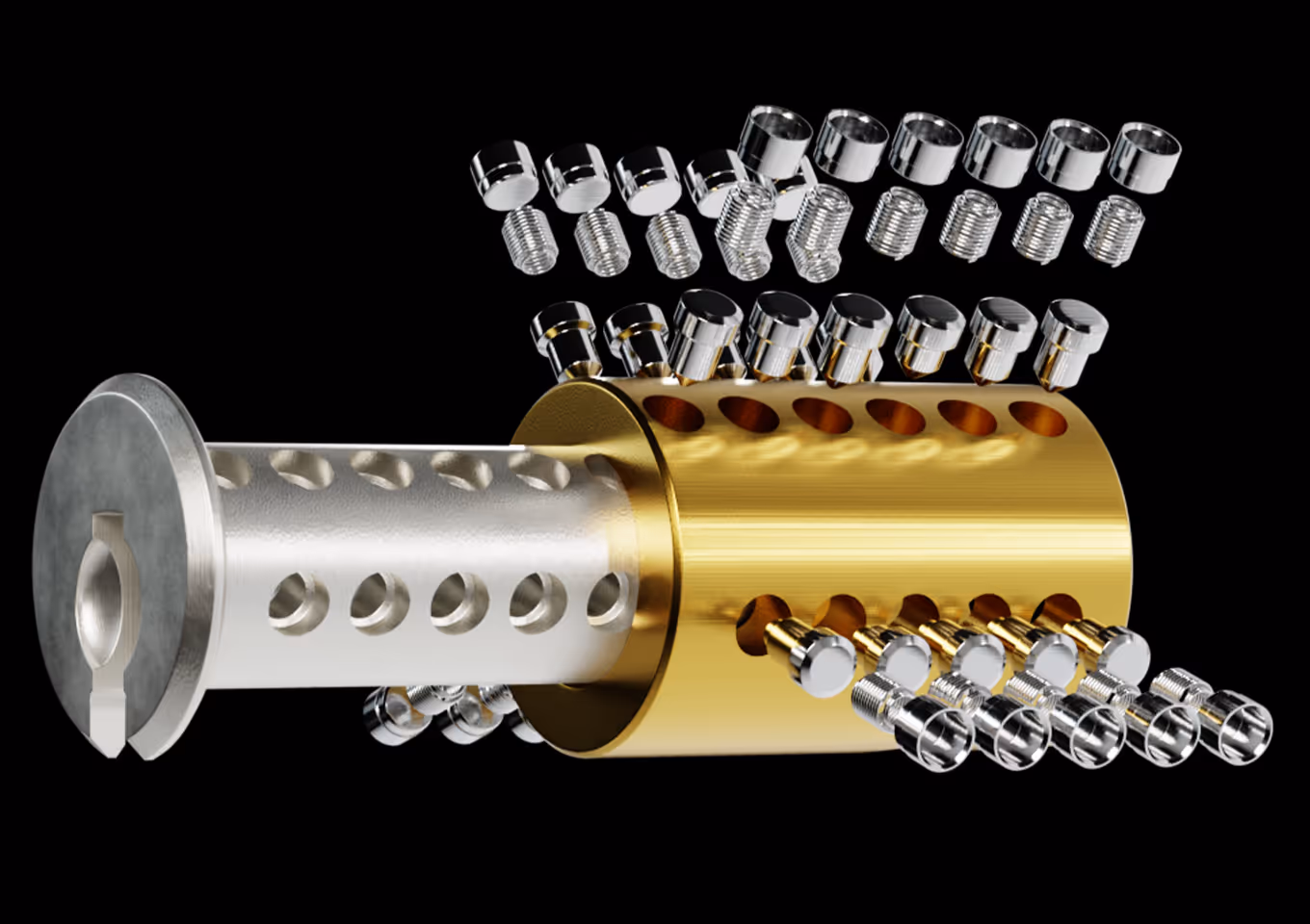 Schlüssel-Zylinder explosiontsgrafik.