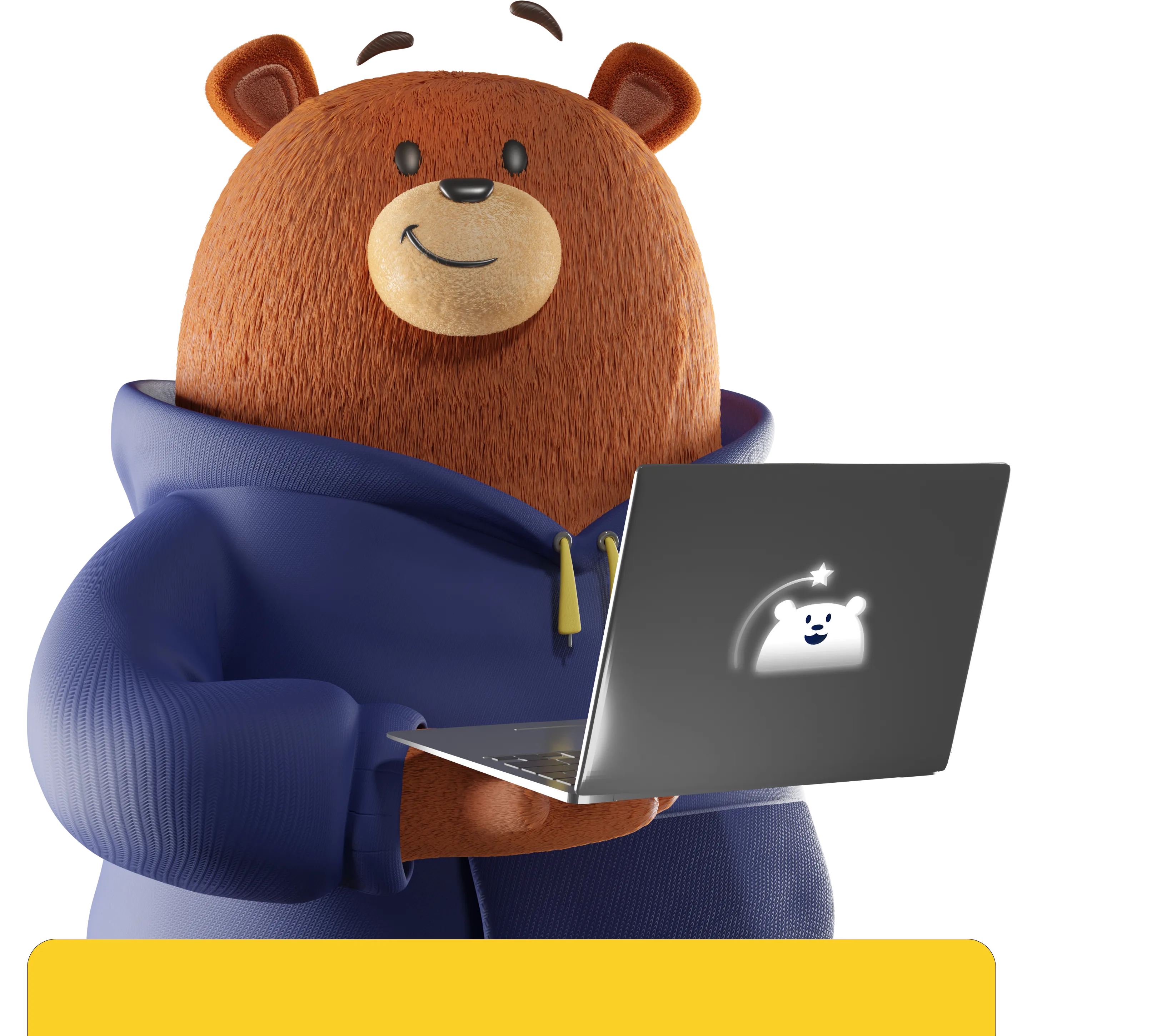 Mascotte ours avec ordinateur