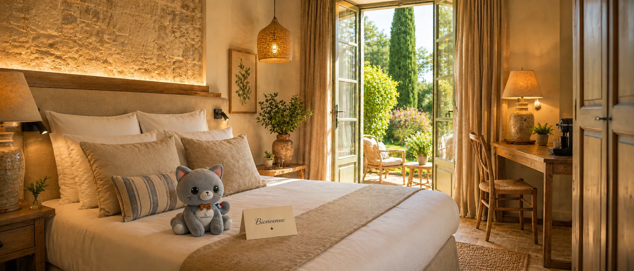 Peluche personnalisée hôtel cadeau bienvenue famille