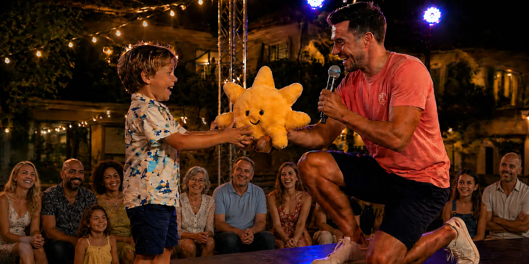 Peluche mascotte village vacances fidélisation famille animation club enfants