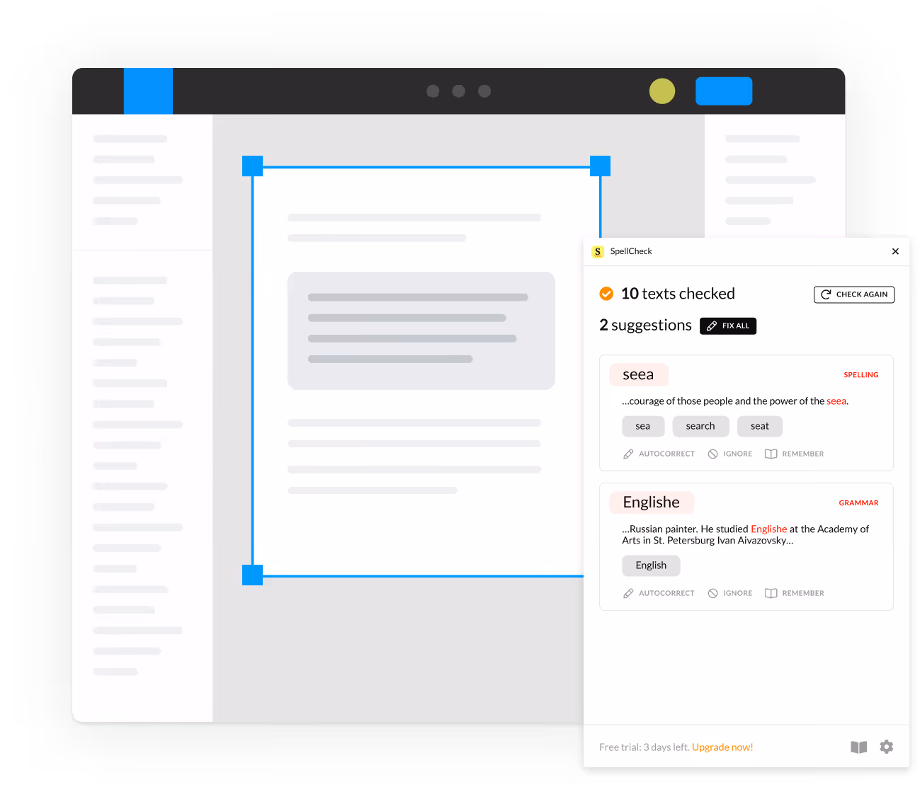 spellcheck interface screen