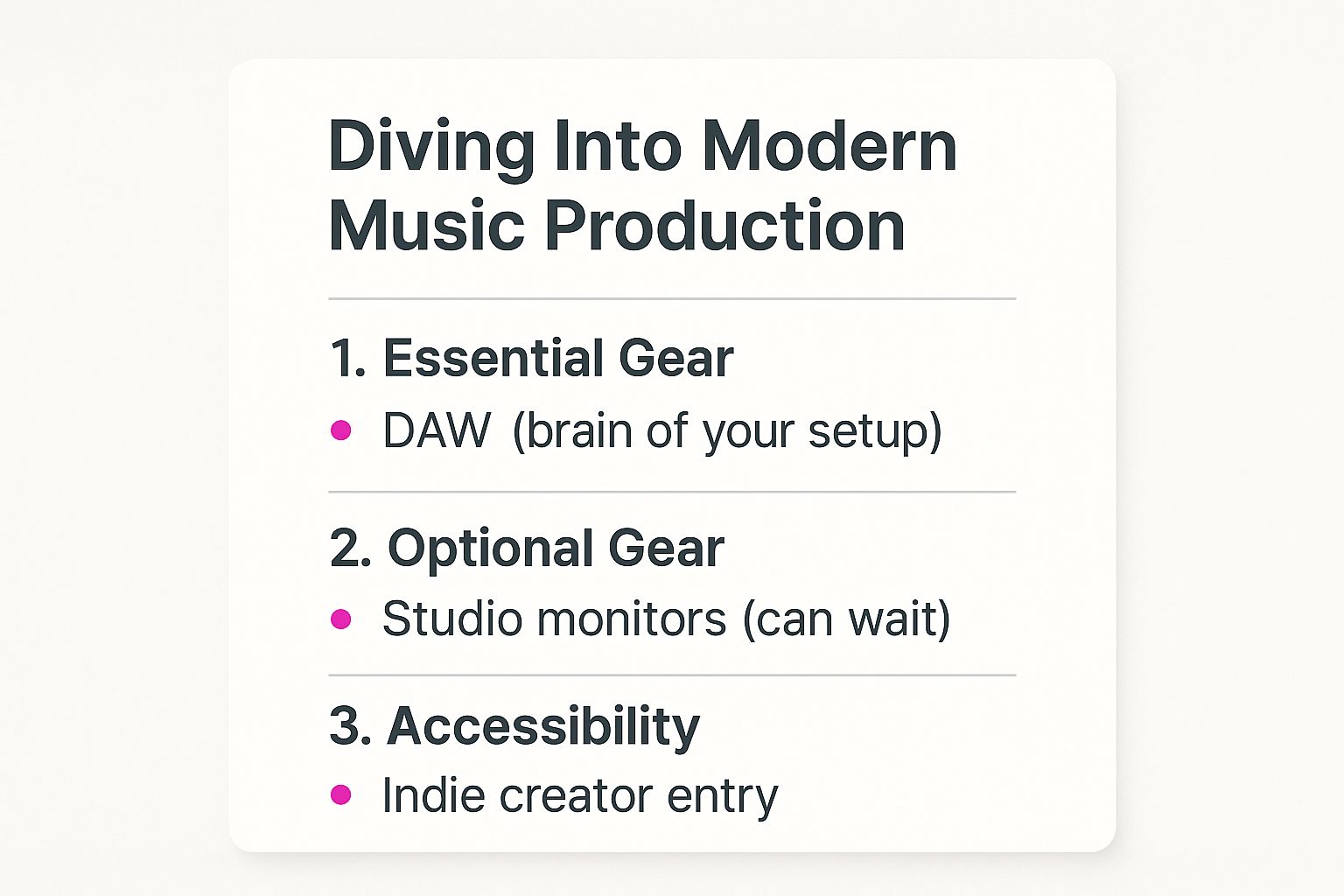 Infographic about how to start produce music