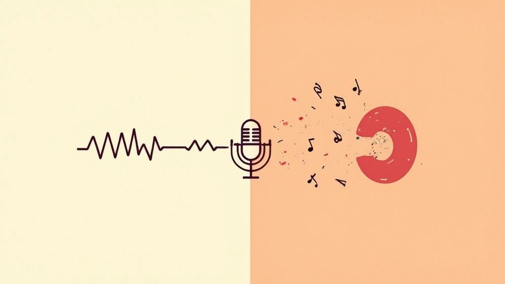 A modern recording studio setup with a microphone in the foreground, representing the process of vocal compression.