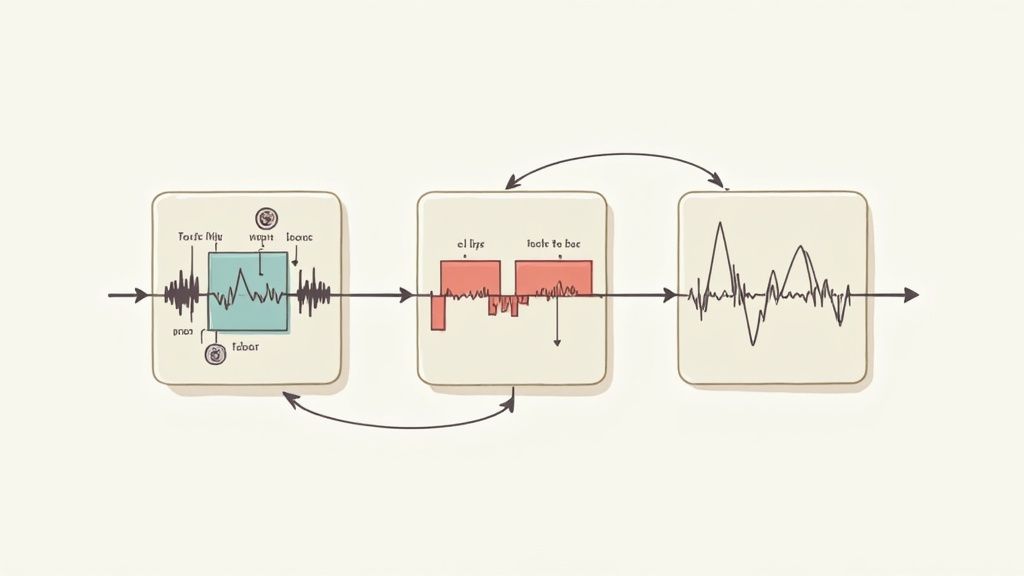 A professional audio mixing console with faders and knobs, symbolizing advanced techniques.