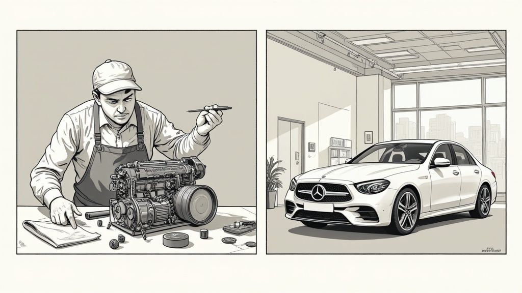 An audio engineer working at a mixing console with multiple faders and knobs