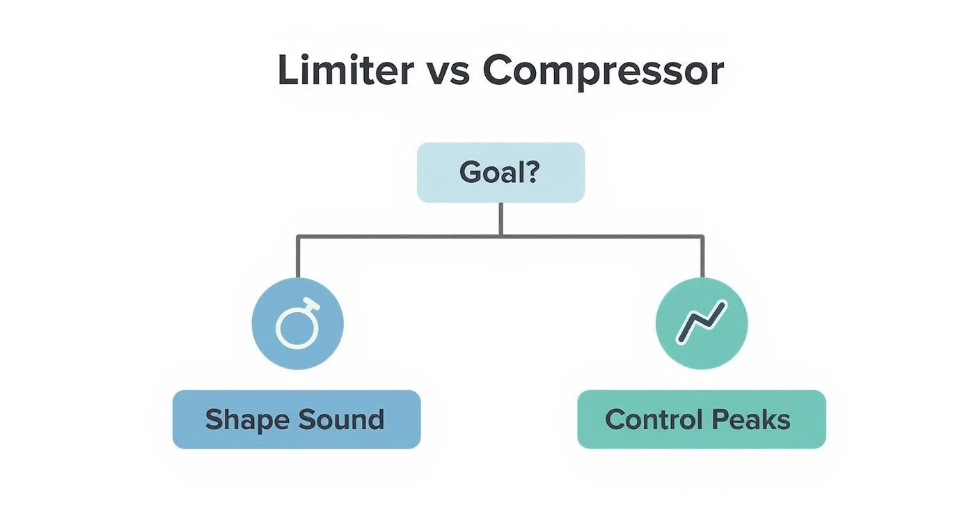Infographic about limiter vs compressor