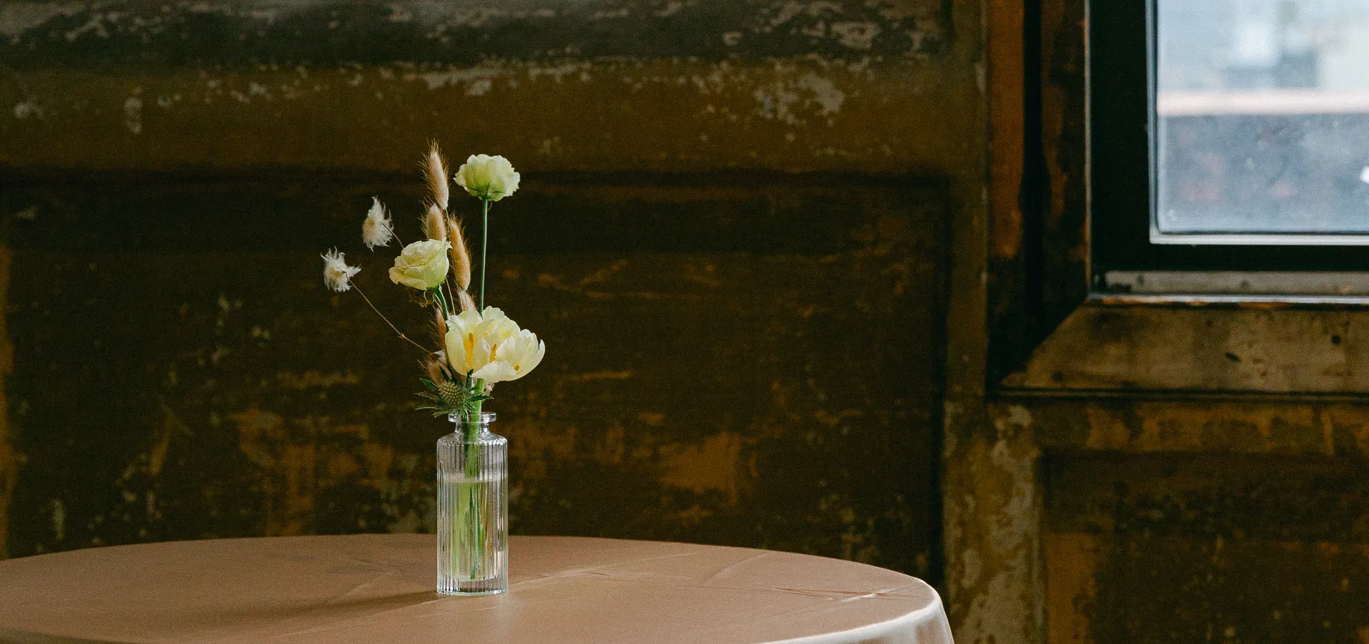 Greenpoint Loft Wedding cocktail bud vase flowers