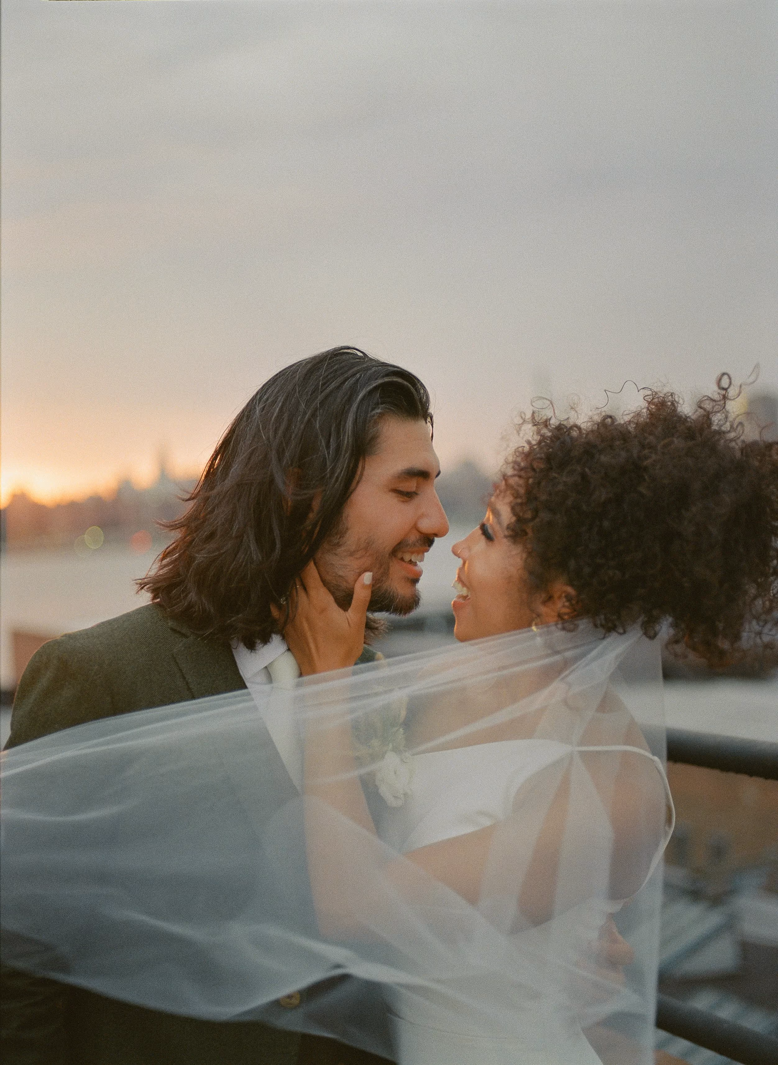 Greenpoint Loft Wedding Bride and Groom Sunset