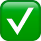 Green square button with a white check mark symbol.