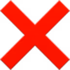 Red cross or X mark symbol.