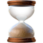 Classic hourglass timer with wood frames and beige sand partially filled in the bottom bulb.