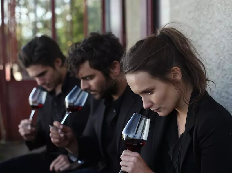 François Civil as Jérémie, Pio Marmaï as Jean, and Ana Girardot as Juliette in Back to Burgundy(2017). Courtesy of Music Box Films