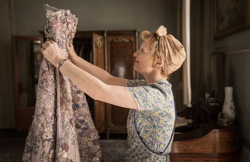 Lesley Manville in Mrs. Harris Goes to Paris Photo by Dávid Lukács - © 2021 Ada Films Ltd - Harris Squared Kft