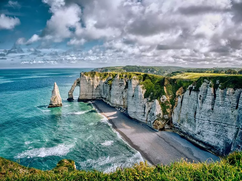 Cliffs of Etretat and the iconic Porte d'Aval.