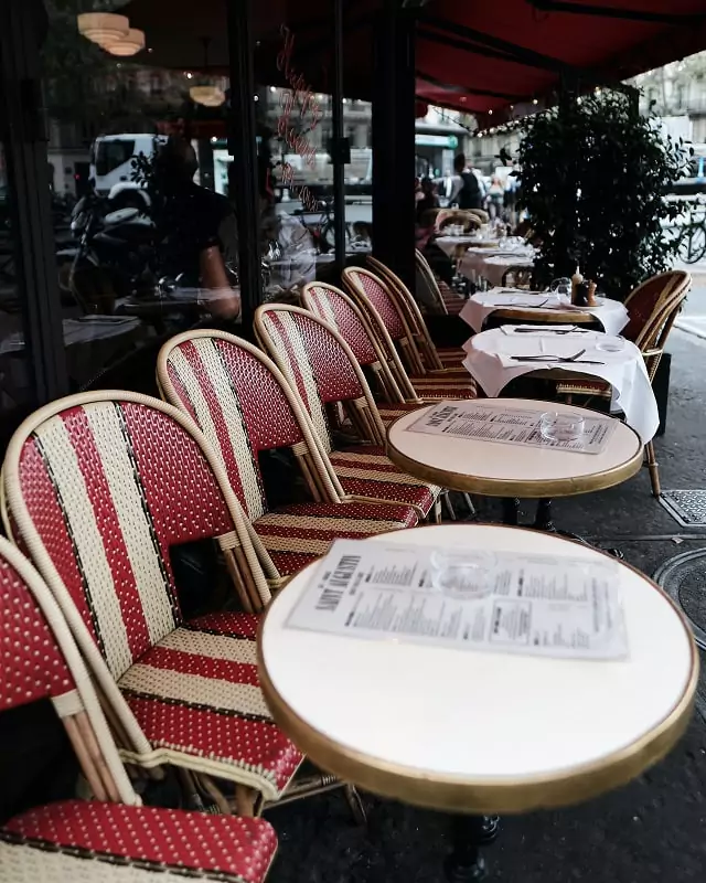 Terrace of a French bistro in Paris