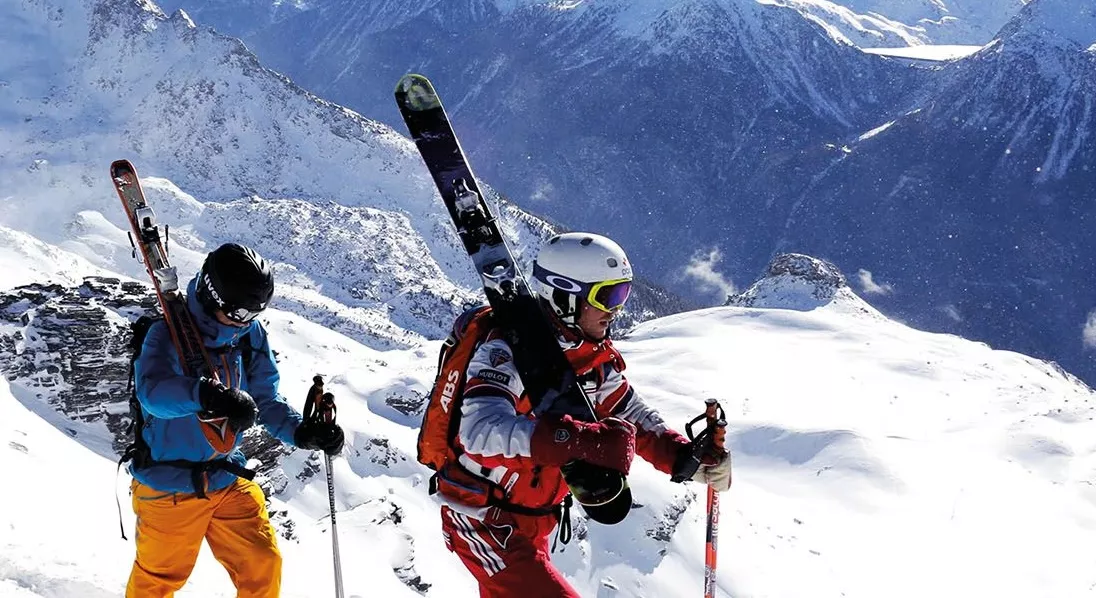 Skiing in the mountains