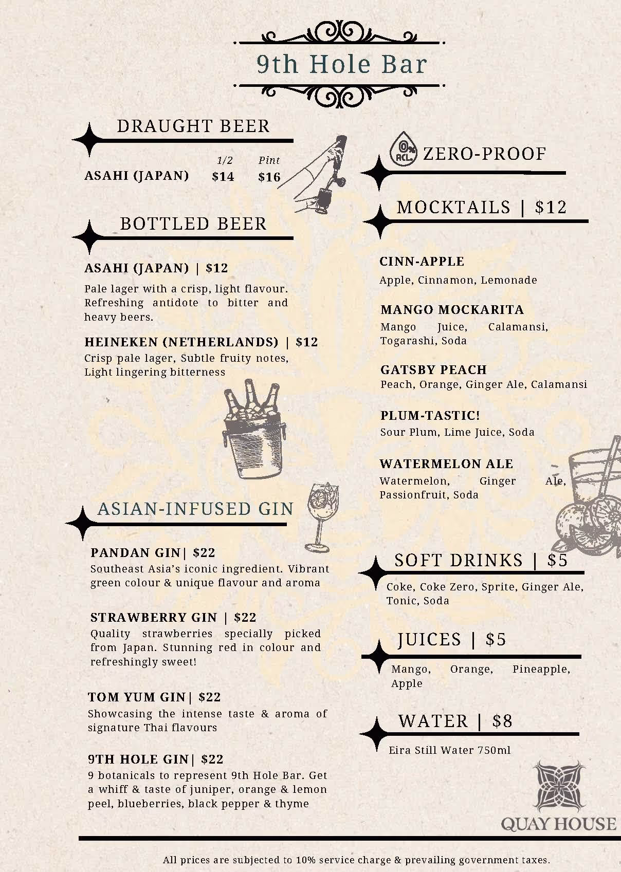 9th Hole Bar Draught and Mocktails