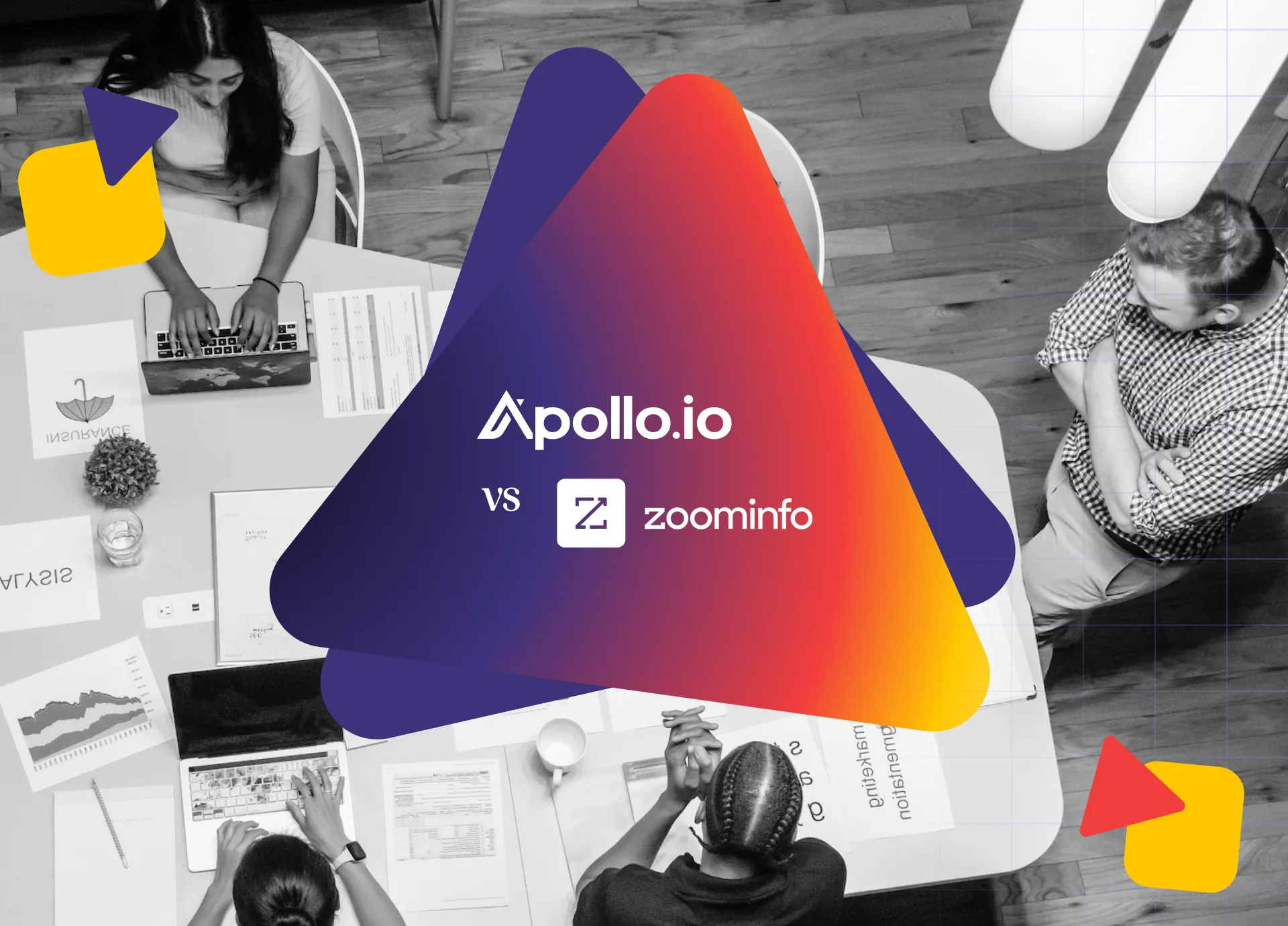 Featured image comparing B2B data providers ZoomInfo and Apollo