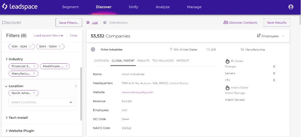leadspace dashboard