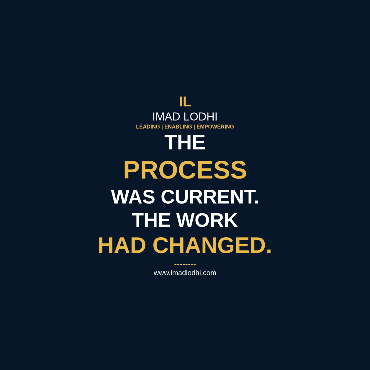 The Process Was Current. The Work Had Changed. — management architecture insight by Imad Lodhi