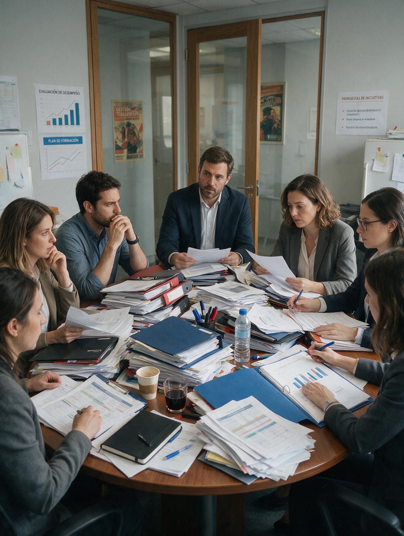 Equipo de beneficios revisando documentación