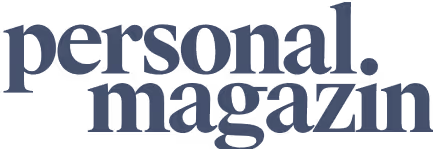 Text logo displaying 'personal.magazin' in dark blue lowercase serif font.