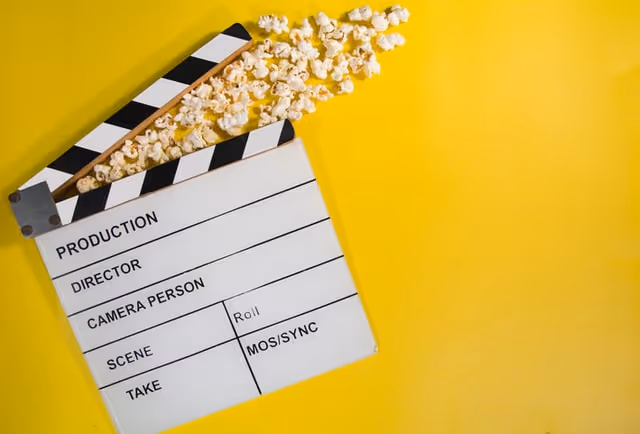 Clapperboard and Popcorn