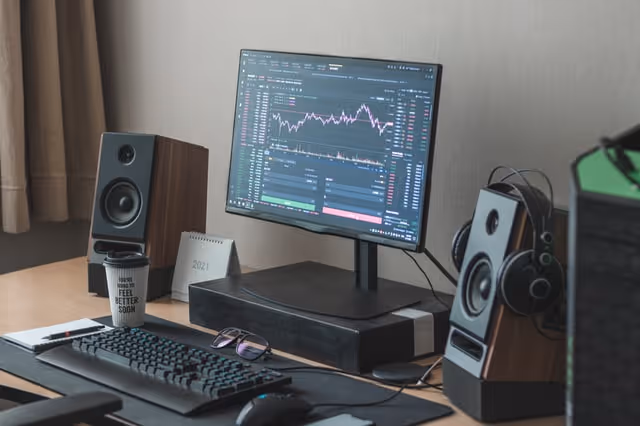Stocks Trading, with music accessories