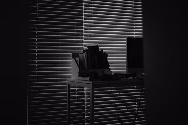 Computer, desk and files