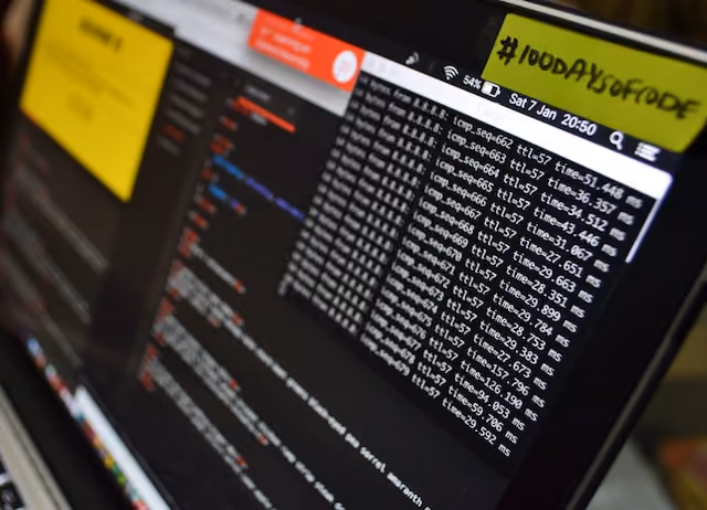 Code displayed on a laptop screen