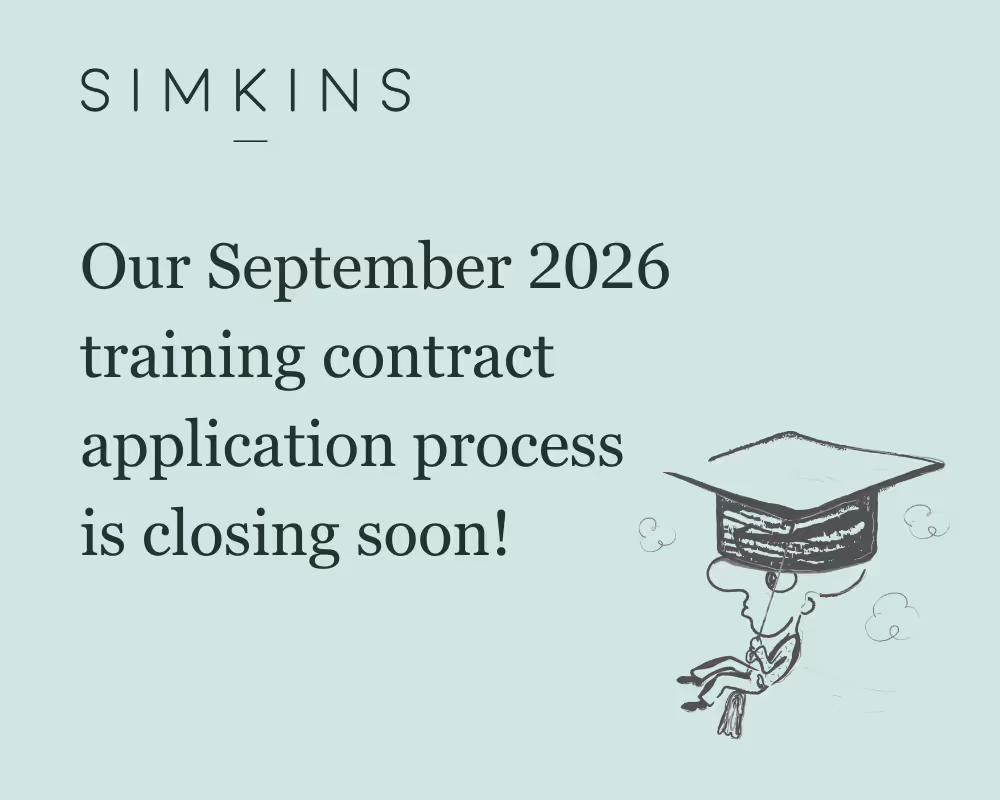 Our September 2026 training contract application process is now open!