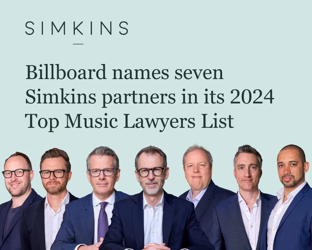 Simkins partners ranked in Billboard Top Music Lawyers