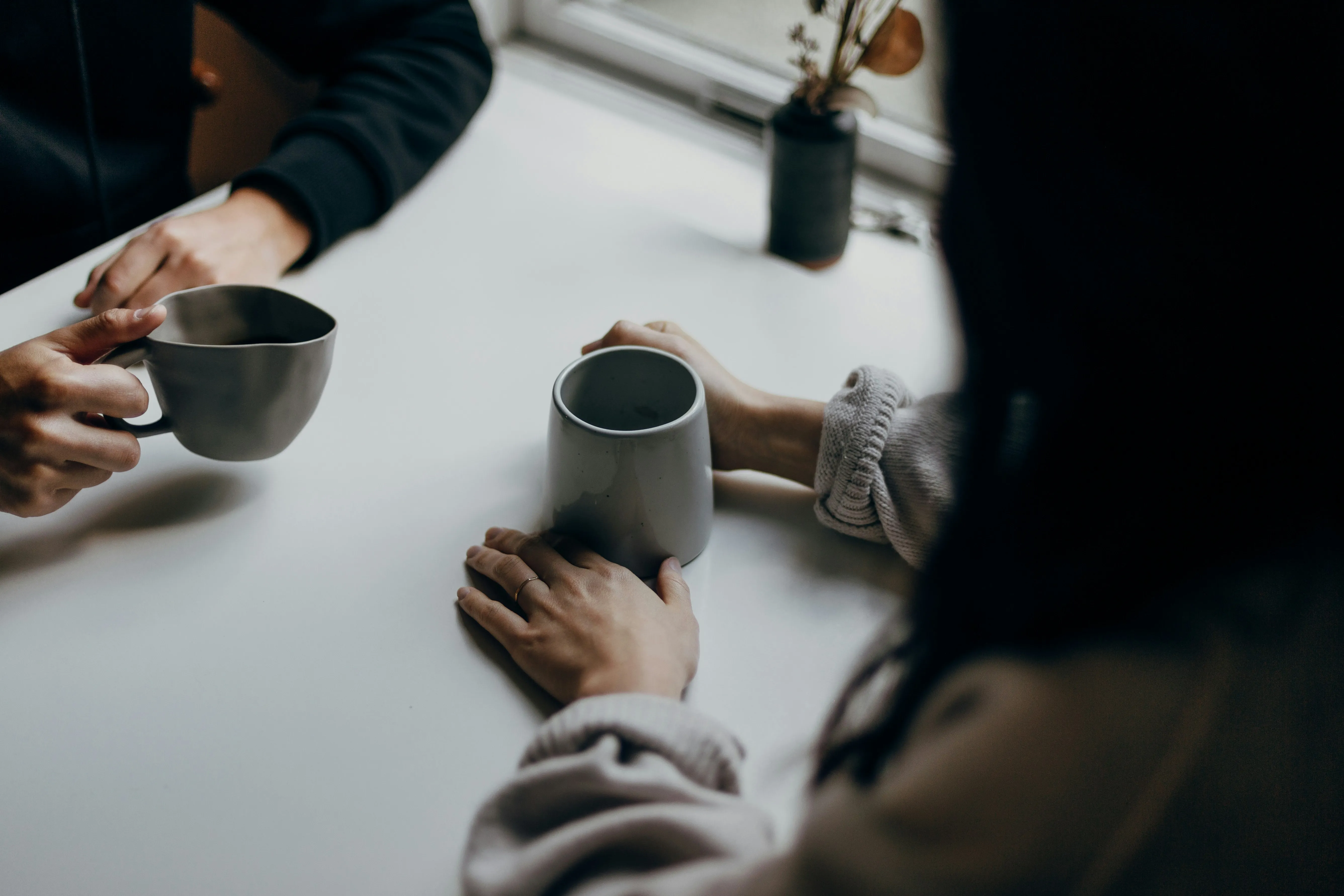 Two people with coffee