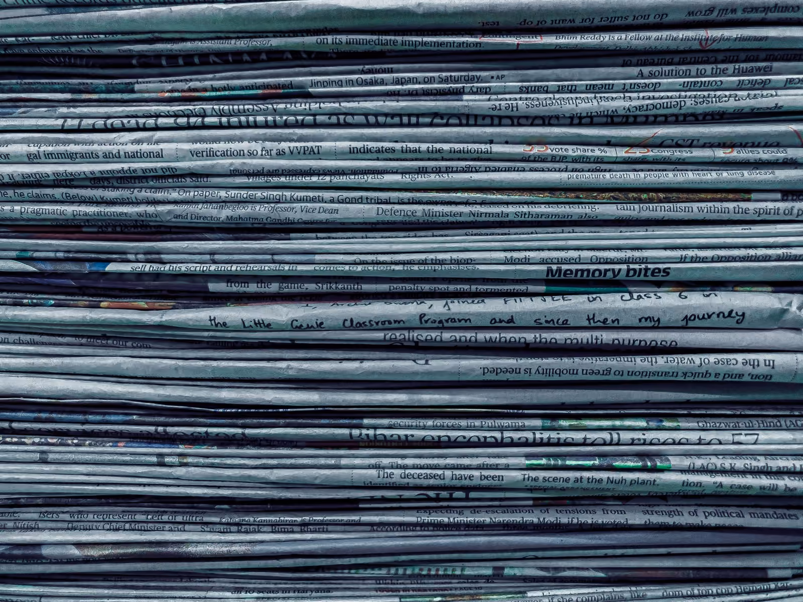 A stack of newspapers.