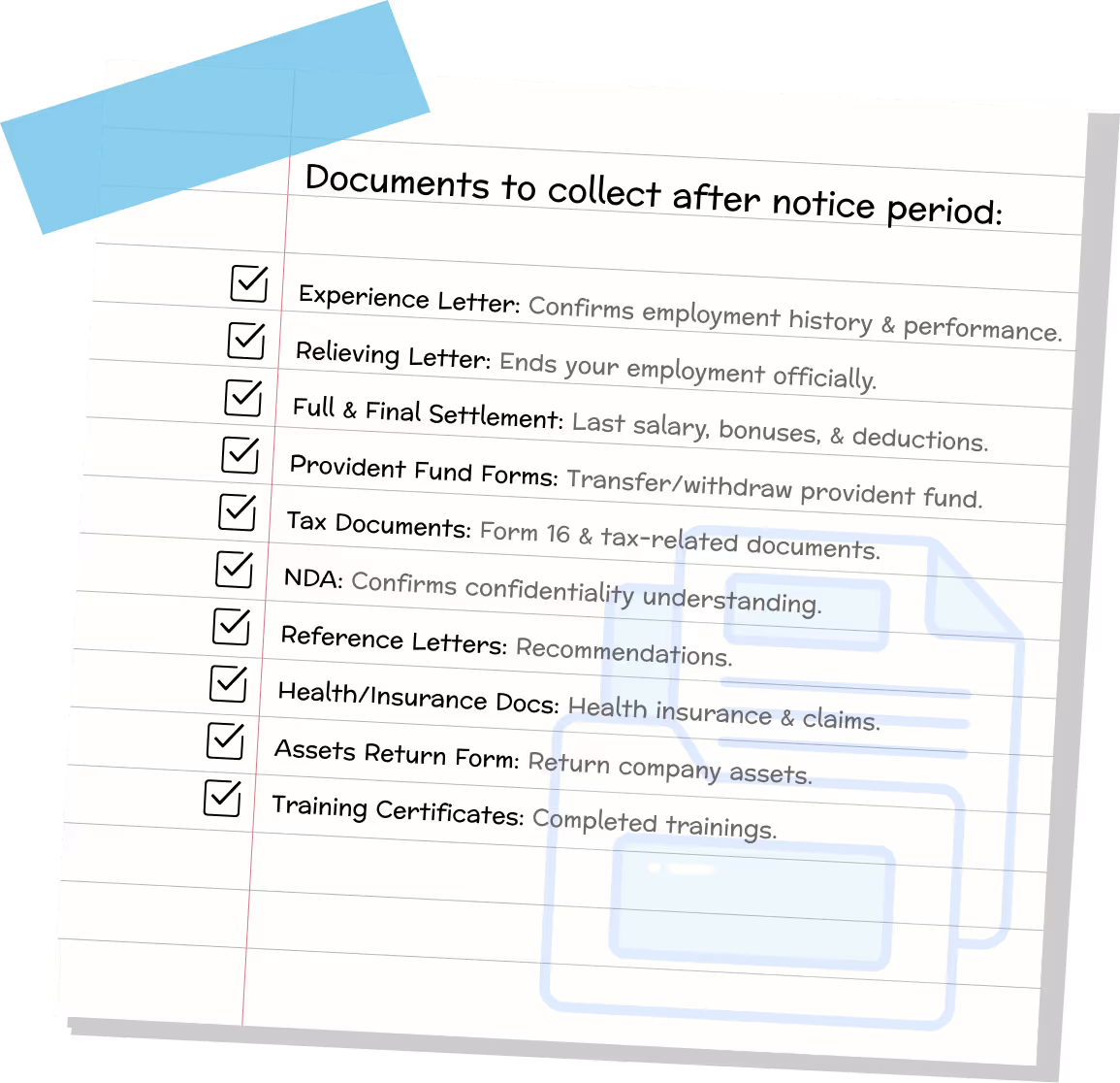 documents to collect after notice period