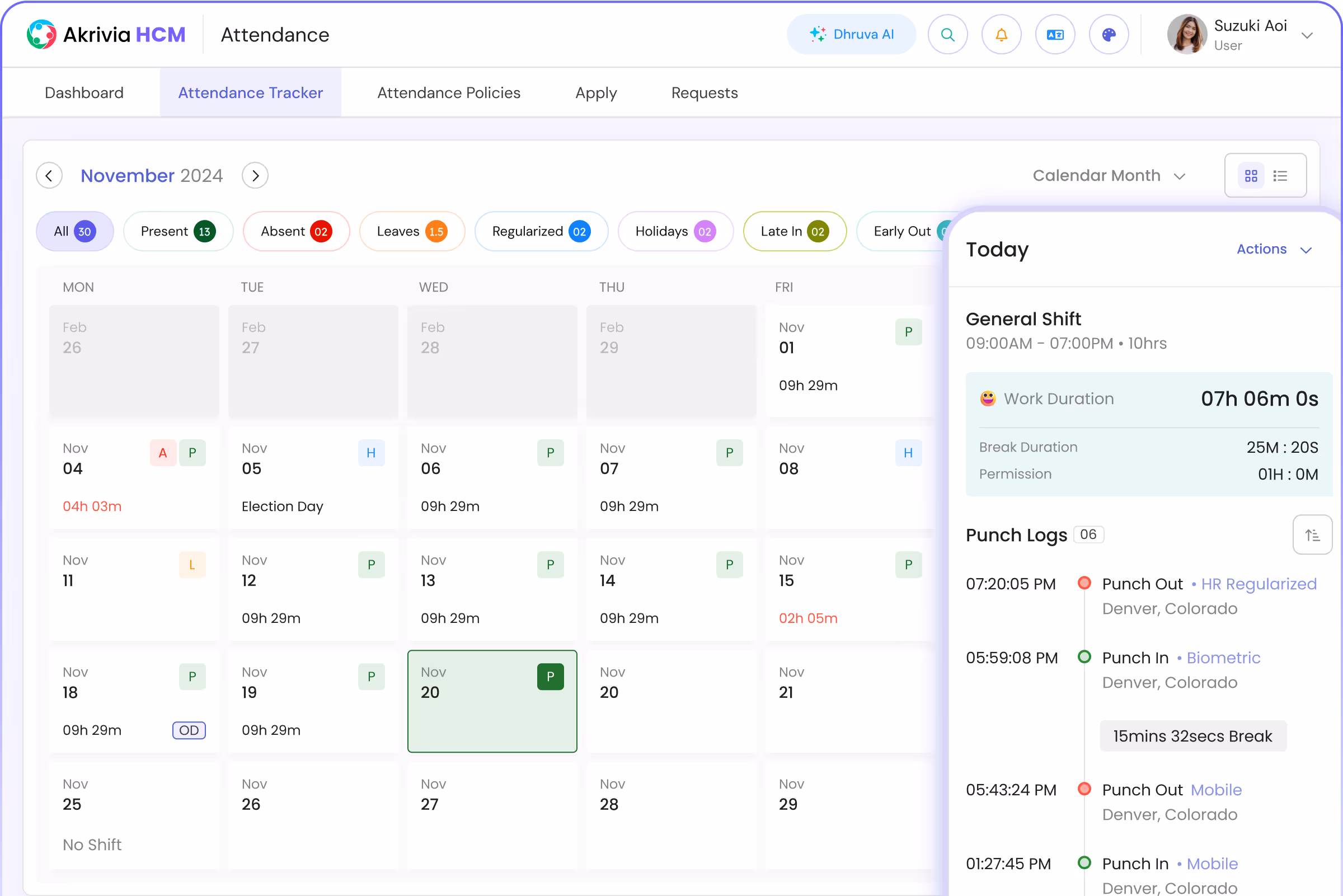 Employee Time Management Software - Akrivia HCM