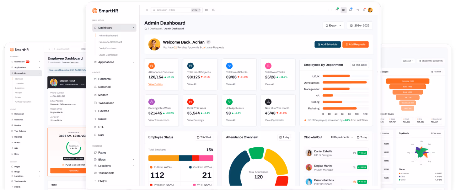 HRMS | HR Management Admin Dashboard Template | SmartHR