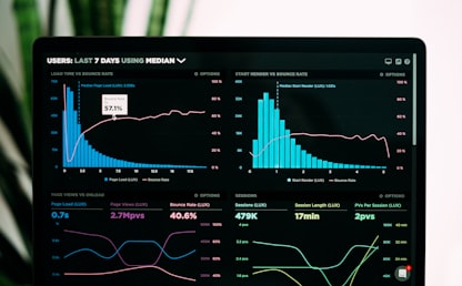 Tableau de bord comptable avec graphiques financiers sur un écran d’ordinateur