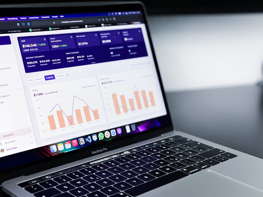 Data analysis dashboard displayed on a laptop