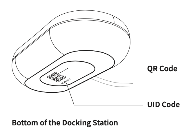 QR and UID Code at bottom of Bottom of Docking Station