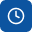 Blue clock icon showing time at approximately 10:10.
